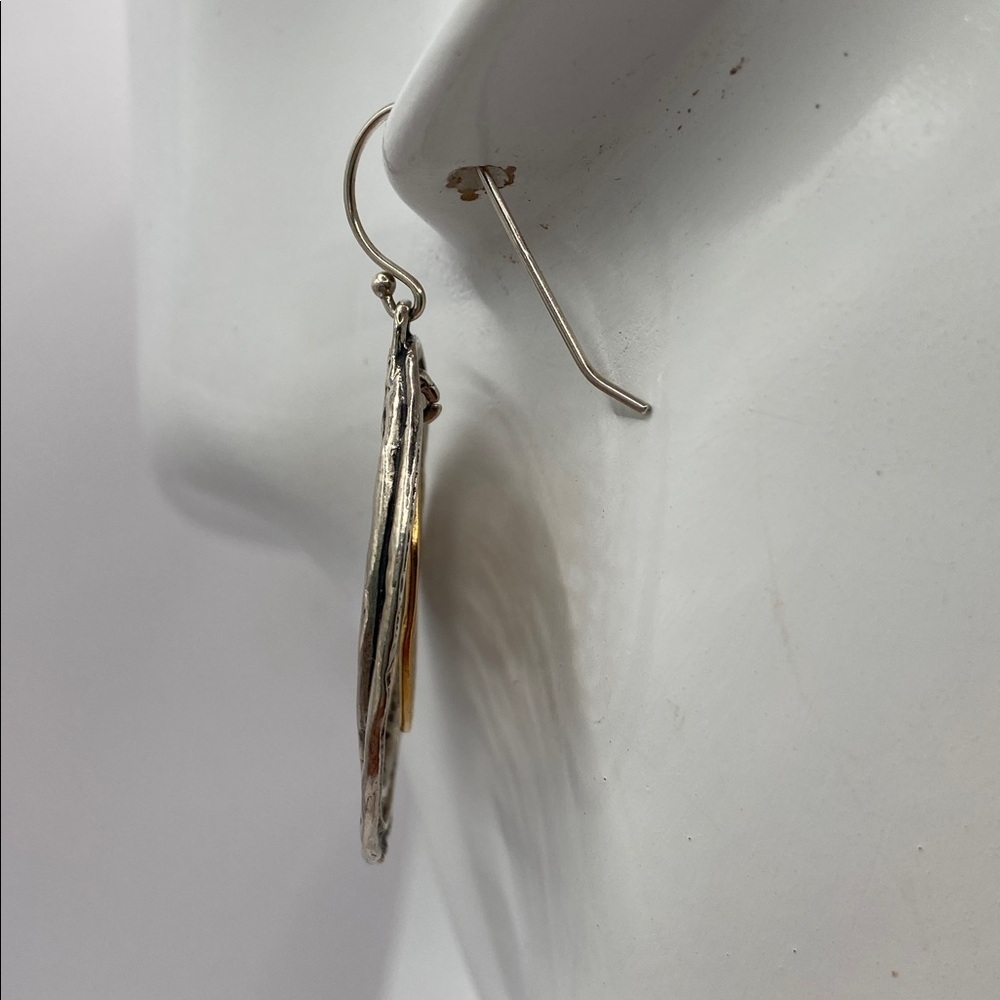 Or Paz Sterling Silver Two-Tone Teardrop Dangle Drop Earrings Pierced - Picture 9 of 10
